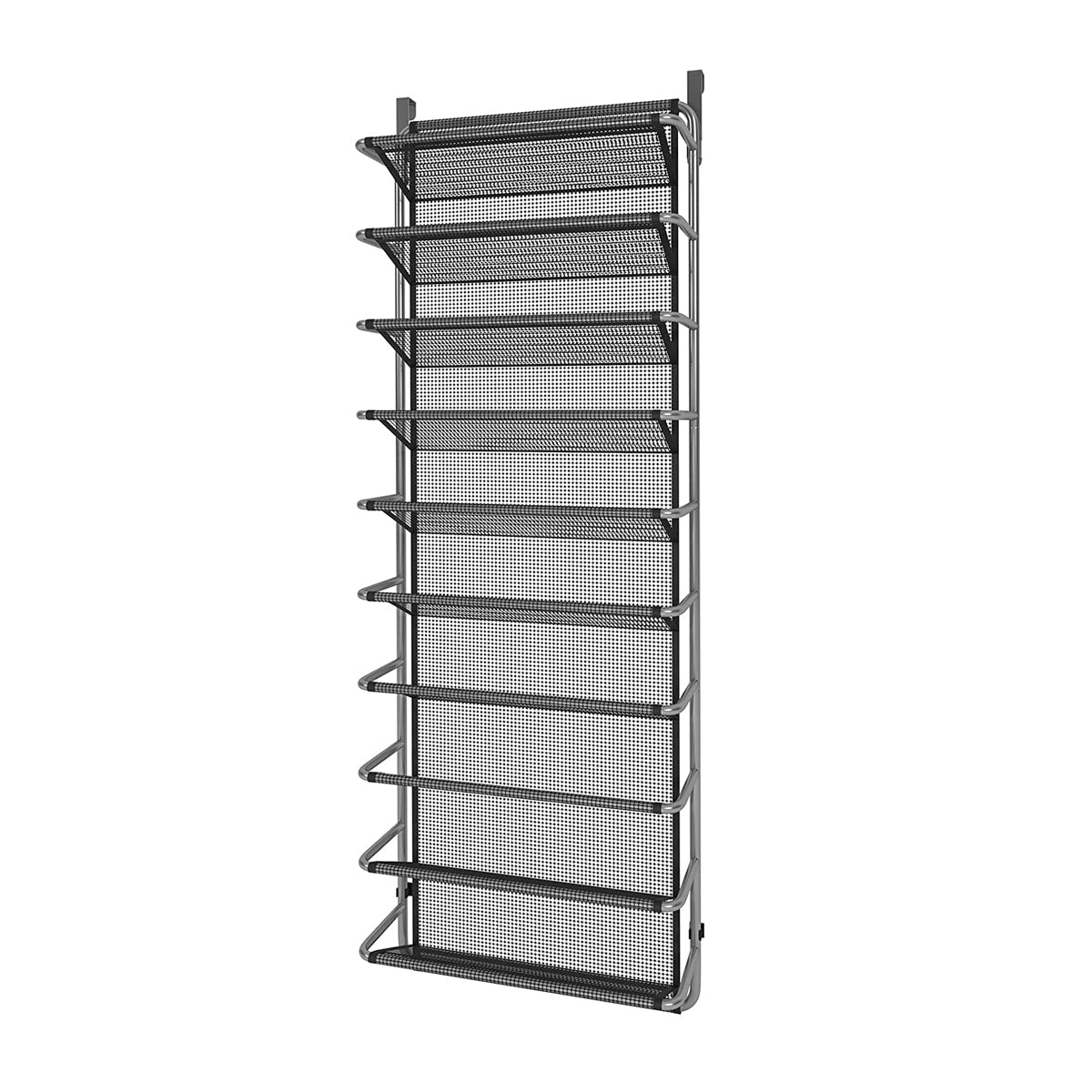 Schoenenrek Hangend - 10 Laags - Zwart - Zilver - Hangende Schoenenkast voor aan Deur - Opbergsysteem voor Schoenen