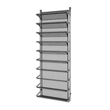 Schoenenrek Hangend - 10 Laags - Zwart - Zilver - Hangende Schoenenkast voor aan Deur - Opbergsysteem voor Schoenen