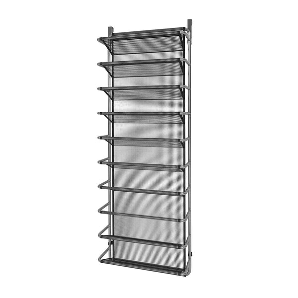 Schoenenrek Hangend - 10 Laags - Zwart - Zilver - Hangende Schoenenkast voor aan Deur - Opbergsysteem voor Schoenen