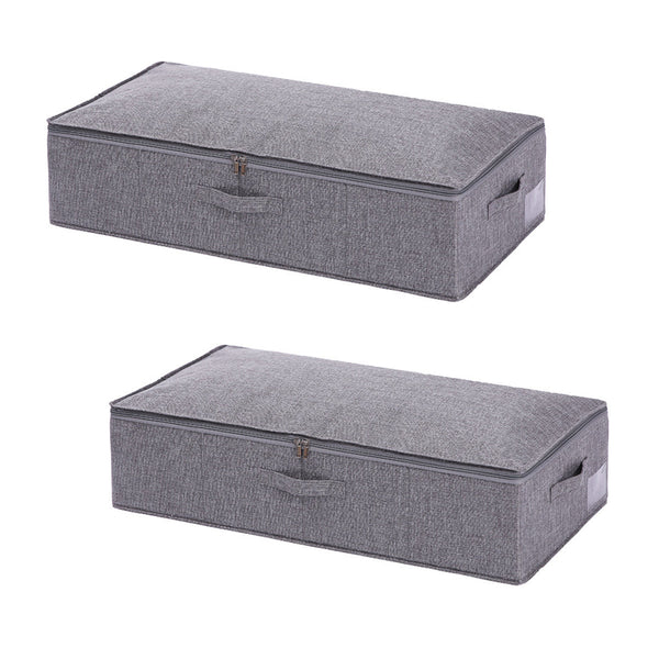 Bed Organizer met verharde bodem - 2 stuks - Ruime Opbergzakken voor Kleding en Dekbedden - Grijs - Opbergtassen voor onder je Bed