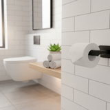 Toiletrolhouder - Zwart - Zelfklevend - Industriële WC rolhouder - RVS