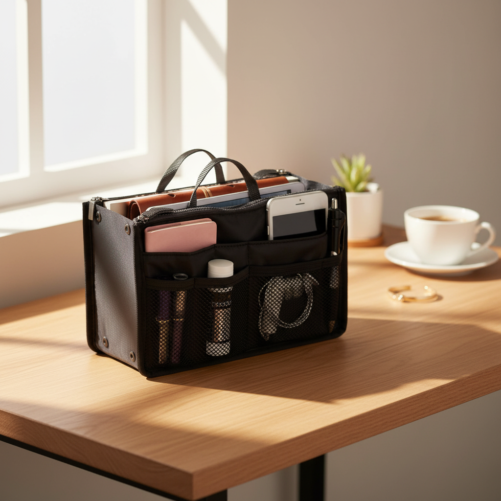 Handtas organizer - Bag in Bag - 11 ruime vakken - Zwart - 29 x 9 x 17 cm - Tasorganizer