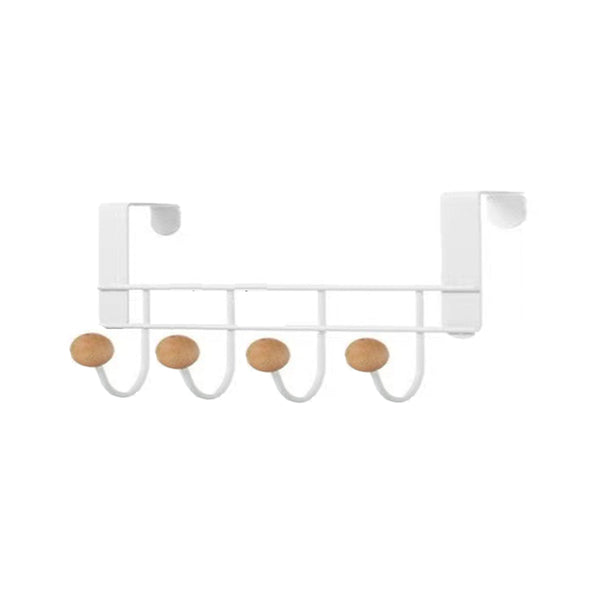Deurkapstok - Wit - 4 Ophanghaken - Deurhaken - 22 x 12 cm - Handdoekhaken - Kapstok - Deur Ophanghaak