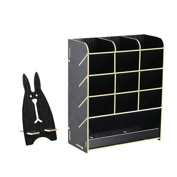 Bureau Organizer Hout - Zwart - Pennenbakje - Desk Organizer - Pennenhouder