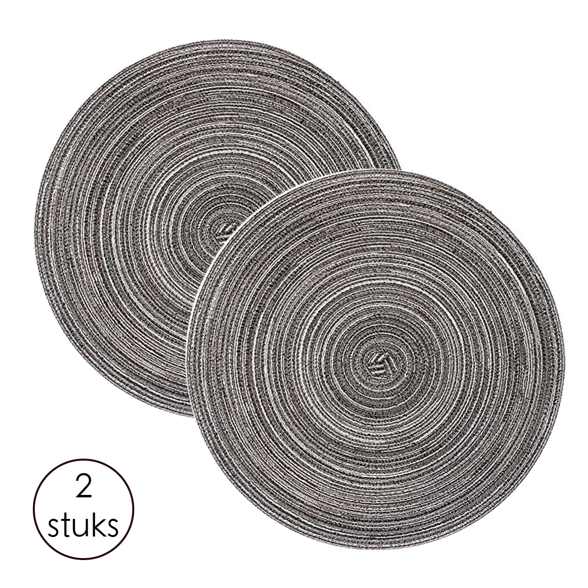 Placemat - 2 stuks - Placemat 38 cm - Grijs
