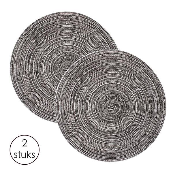 Placemat - 2 stuks - Placemat 38 cm - Grijs