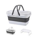 Picknickmand 2-1 - Wit & Grijs - Inklapbaar - Picknickmand met Tafel