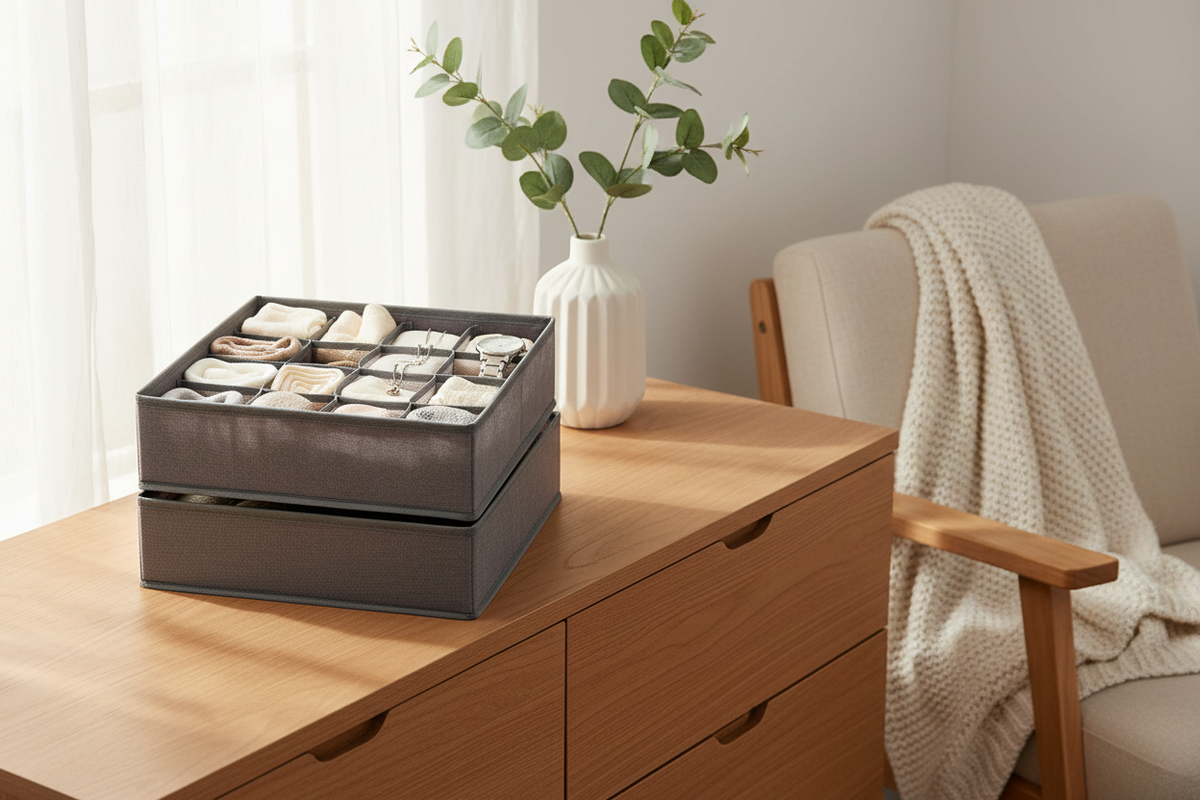 Ondergoed Verdeler - 3 Stuks - Grijs - Organizer voor BH's, Ondergoed en Sokken voor in Kast of Lade