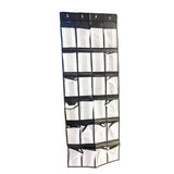 Schoenenkast Hangend - Schoenenzak 24 vakken - Opbergen van Schoenen aan Deur - Zwart - Wit