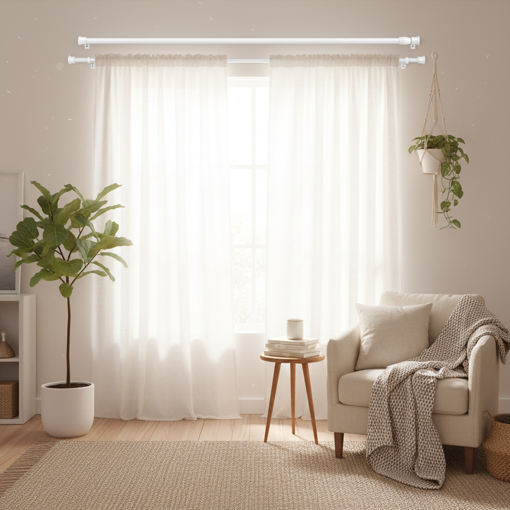 Kledingstang Verstelbaar 60 cm tot 110 cm - 2 Stuks - Wit - Verstelbare Kledingroede - Douchestang - Garderobestang