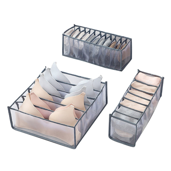 Ondergoed Verdeler - Organizer - 3 Stuks - Grijs - Transparant