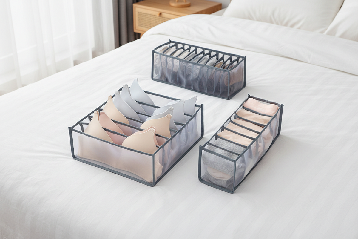 Ondergoed Verdeler - Organizer - 3 Stuks - Grijs - Transparant