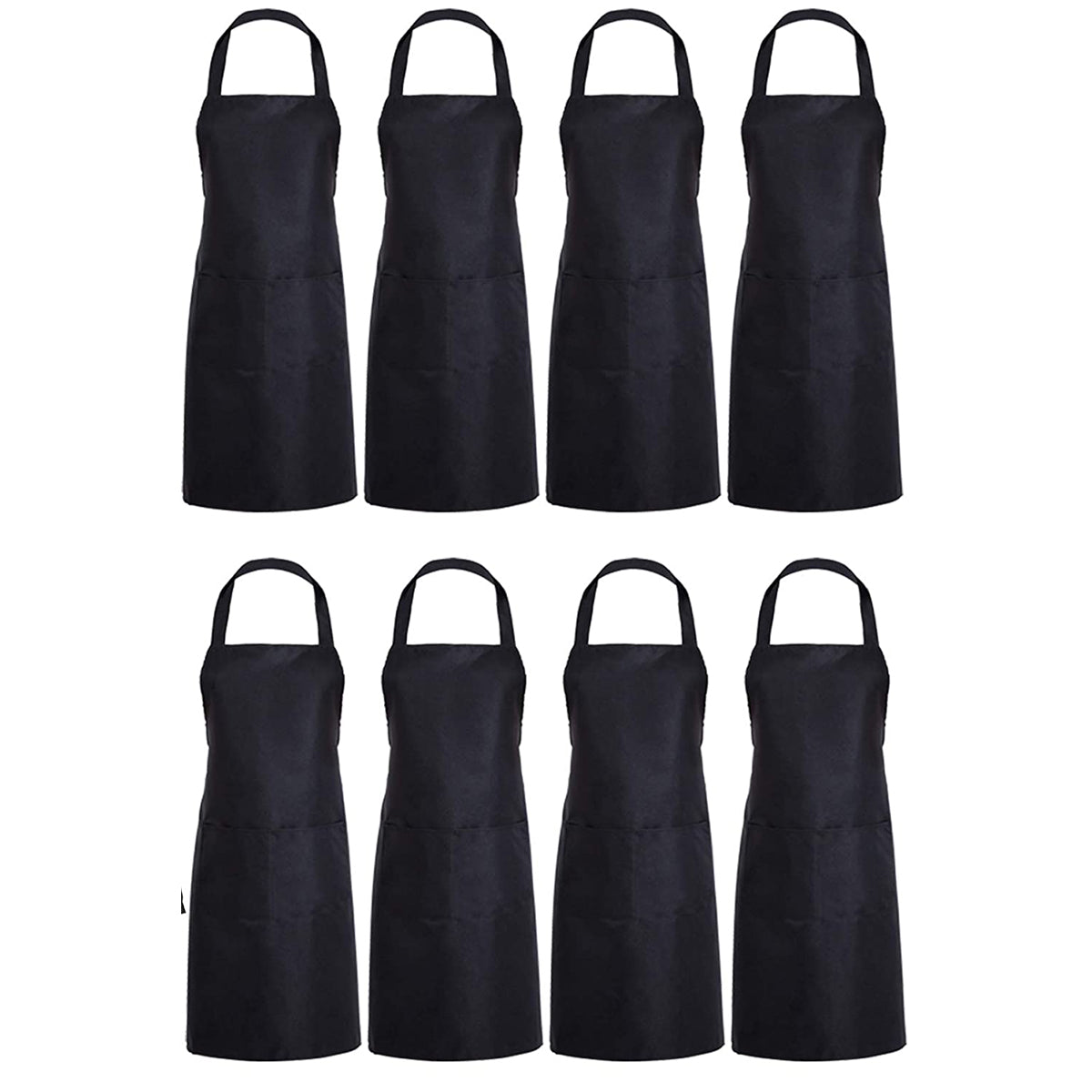 Serveerschort Lang - 8 stuks - Zwart - Textiel - 3 Opbergvakken - Professioneel Horecaschort - Heupschort - Kort Kookschort - Keukenschort - Sloof