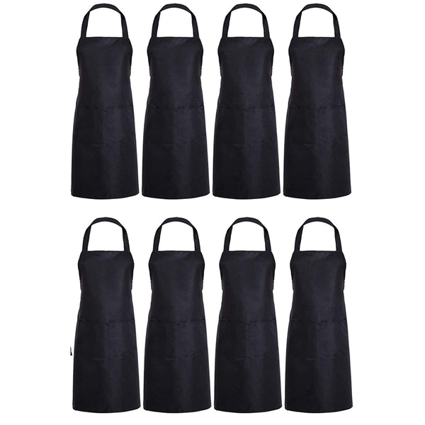 Serveerschort Lang - 8 stuks - Zwart - Textiel - 3 Opbergvakken - Professioneel Horecaschort - Heupschort - Kort Kookschort - Keukenschort - Sloof