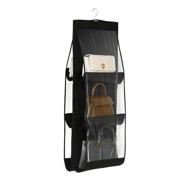 Tassen organizer - Opbergen van 6 Handtassen - Zwart - Hangende tassenopberger - 85 cm x 36 cm - Organiser