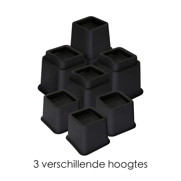 Meubelverhoger Set - Verstelbare Poten - 8 stuks - Zwart