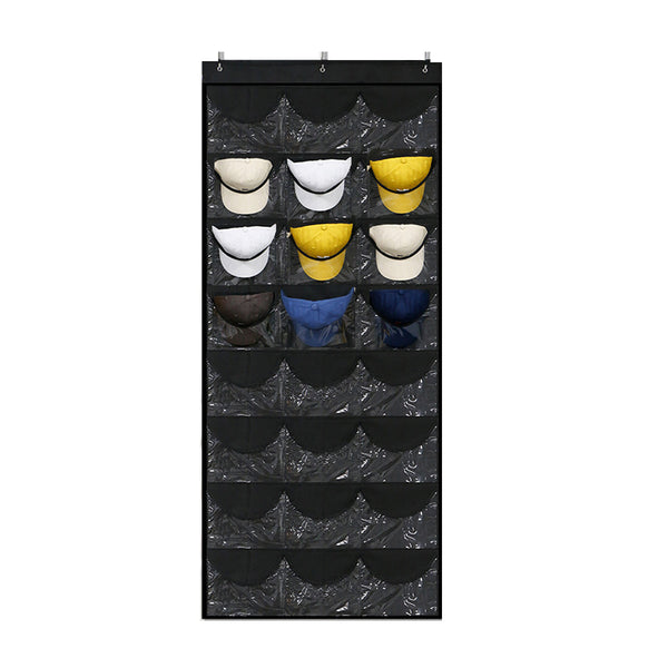 Petten Opbergzak - Zwart - 24 Petten - Petjes Opbergsysteem - Petten organizer - Petten Houder - Hat Holder - 68 x 166 cm