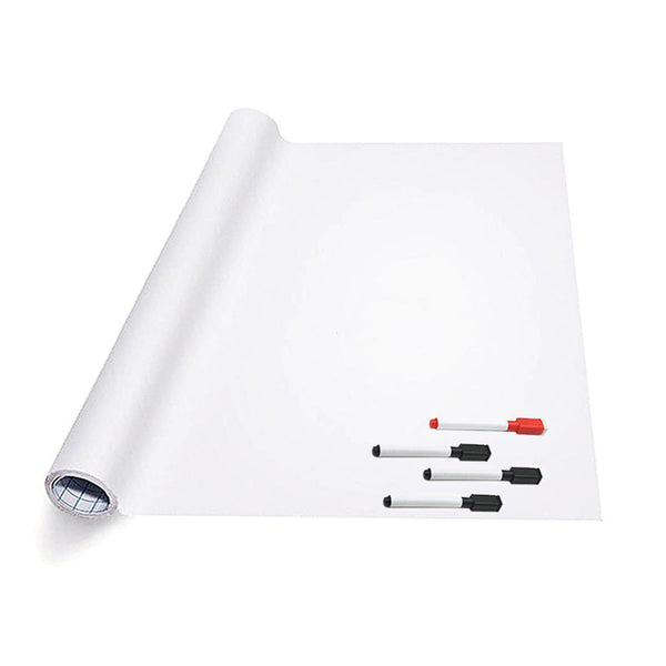 Whiteboard Folie XL Zelfklevend 45 cm x 200 cm - Inclusief 4 Stiften en Wisser