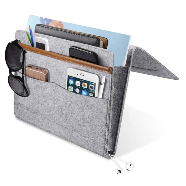 Bedside Pocket - Licht Grijs - Vilten Opbergzak voor Bed of Bank - Bedorganizer