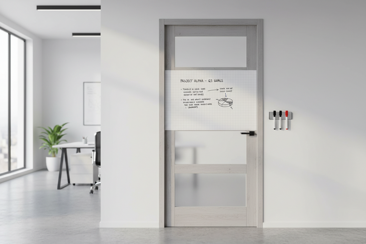 Whiteboard Folie XL Zelfklevend met 4 Stiften met Wisser - 60 x 200 cm