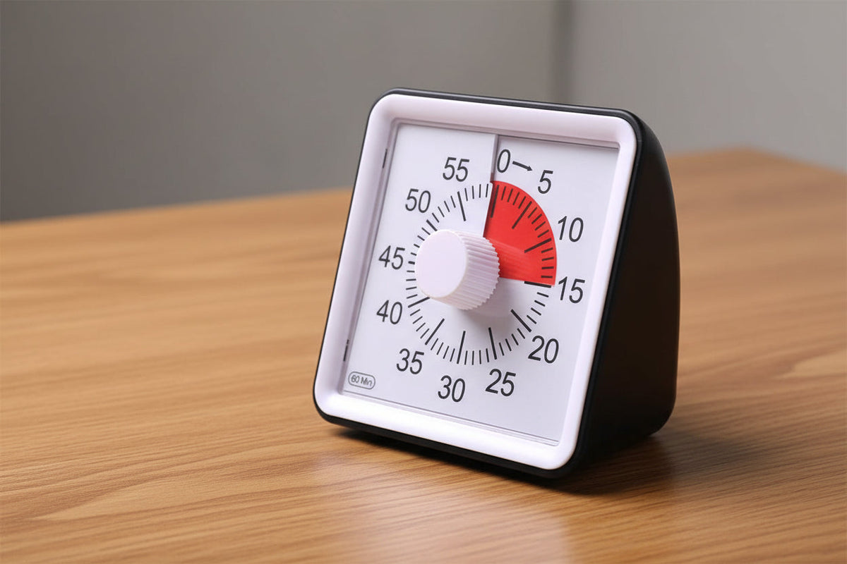Leerklok voor Kinderen - Timer Kind - Vergaderklok - Aftelklok - Zwart