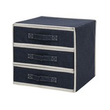 Ladekast Linnen Opvouwbaar - Blauw - 30 x 30 x 30 cm - Kleding Organizer - Opvouwbare Ondergoed Organizer met 3 Laders - Opberger voor Broeken, T-shirts, Overhemden en Topjes