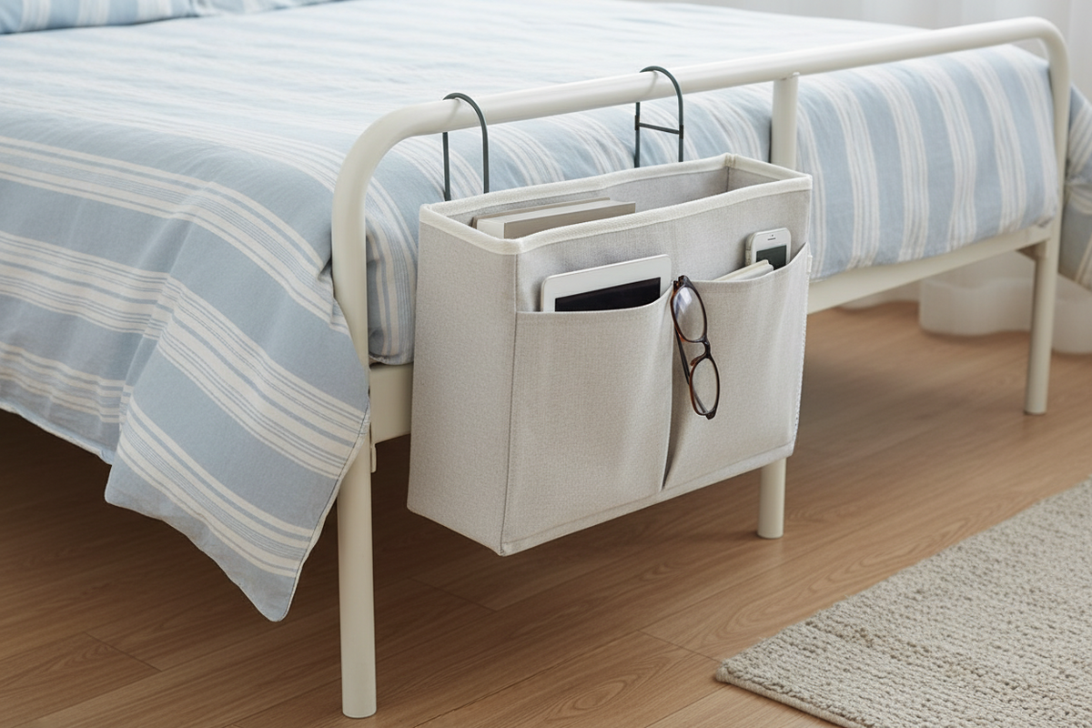 Bedside Pocket - Bed Opbergzak - Katoen - Lichtgrijs