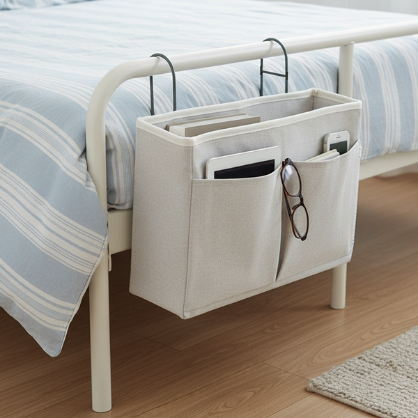 Bedside Pocket - Bed Opbergzak - Katoen - Lichtgrijs