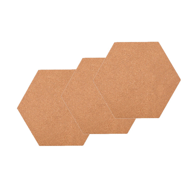 Kurk prikbord - 3 stuks - 34 cm x 30 cm - Prikbord - Zeshoek - Zelfklevend Kurkbord - Prikpen - Punaise