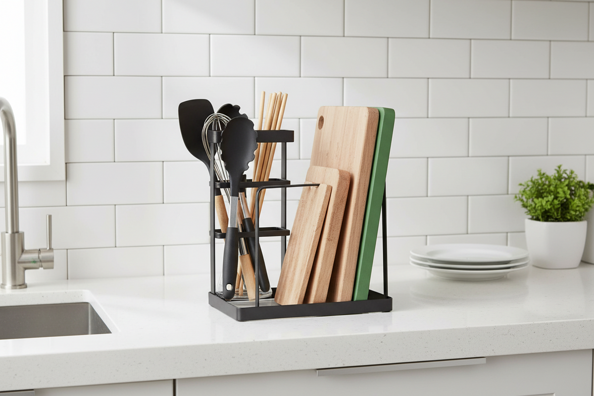 Keuken Organizer - Messenhouder - 20,9 cm x 14 cm - Zwart