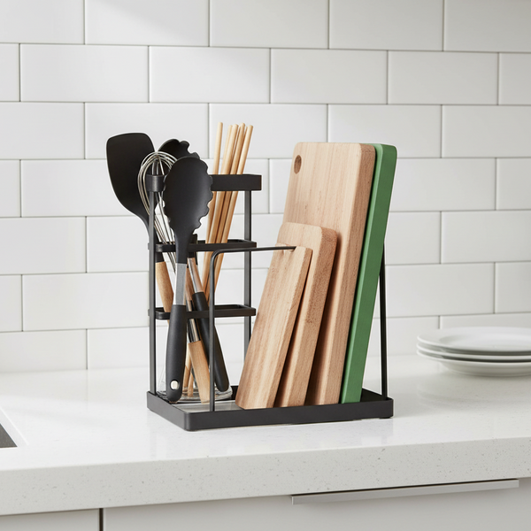 Keuken Organizer - Messenhouder - 20,9 cm x 14 cm - Zwart