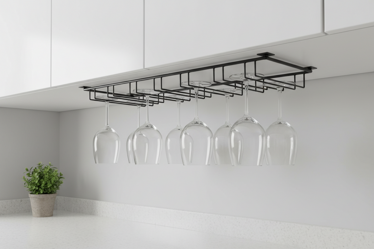 Ophangrek Wijnglazen - Zwart - 18 glazen - Wijnglazenhouder - Glazenrek