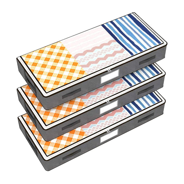 Bed Organizer - Ruime Opbergzakken - Grijs - 3 stuks - Onderbed tas