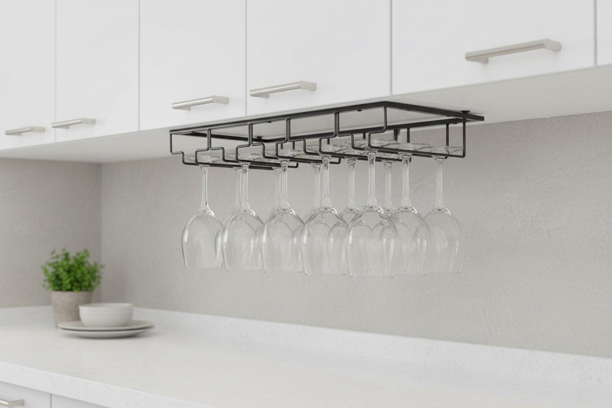 Ophangrek Wijnglazen - Zwart - 12 glazen - Wijnglazenhouder - Glazenrek
