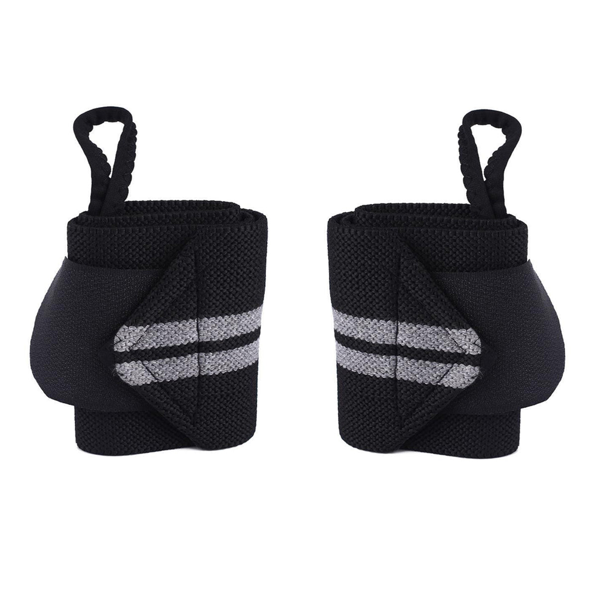 Fitness - Crossfit Polsband - Polsbandage Wrist Support Wraps - Pols Bandage Band - Set Van 2 Stuks - Zwart-Grijs