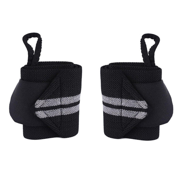 Fitness - Crossfit Polsband - Polsbandage Wrist Support Wraps - Pols Bandage Band - Set Van 2 Stuks - Zwart-Grijs