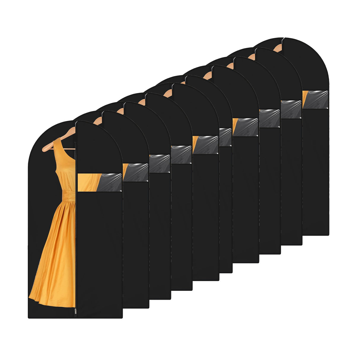Kledinghoes - 10 stuks - 160x40 cm - Zwart met Ruit - Kledinghoezen - Kledinghoes Zwart - Trouwjurkhoes - Kostumhoes