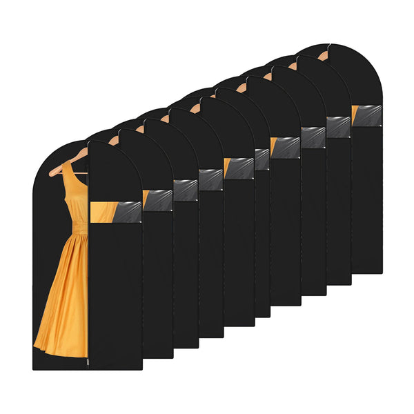 Kledinghoes - 10 stuks - 160x40 cm - Zwart met Ruit - Kledinghoezen - Kledinghoes Zwart - Trouwjurkhoes - Kostumhoes