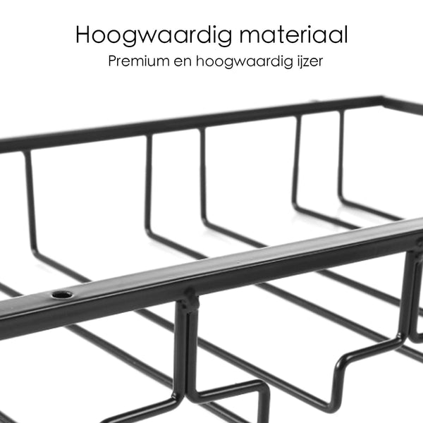 Ophangrek Wijnglazen - Zwart - 18 glazen - Wijnglazenhouder - Glazenrek