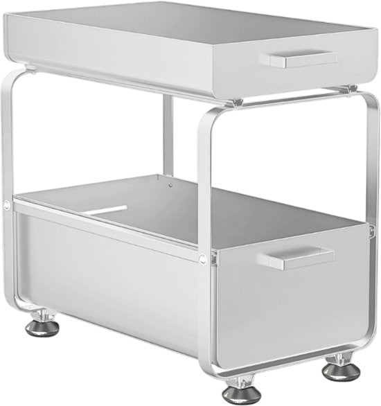 Gootsteenkast Organizer - Wit - Roestvrijstalen Schuiflade Organizer met Antislip & Ventilatie