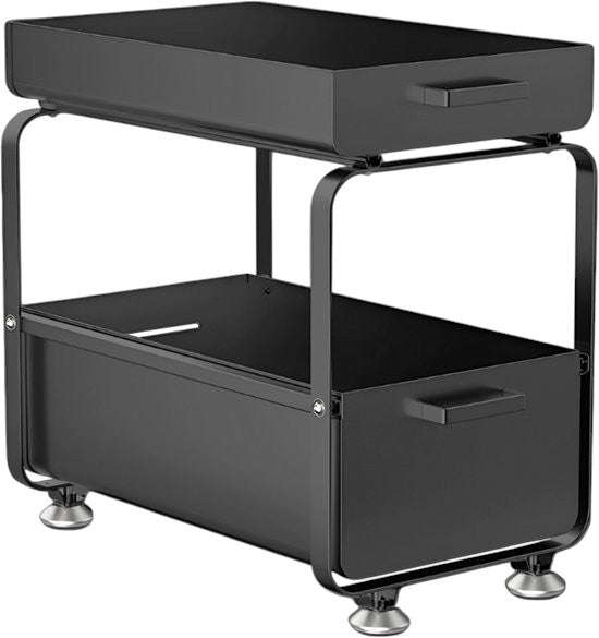 Gootsteenkast Organizer - Zwart - Roestvrijstalen Schuiflade Organizer met Antislip & Ventilatie