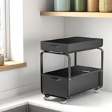 Gootsteenkast Organizer - Zwart - Roestvrijstalen Schuiflade Organizer met Antislip & Ventilatie