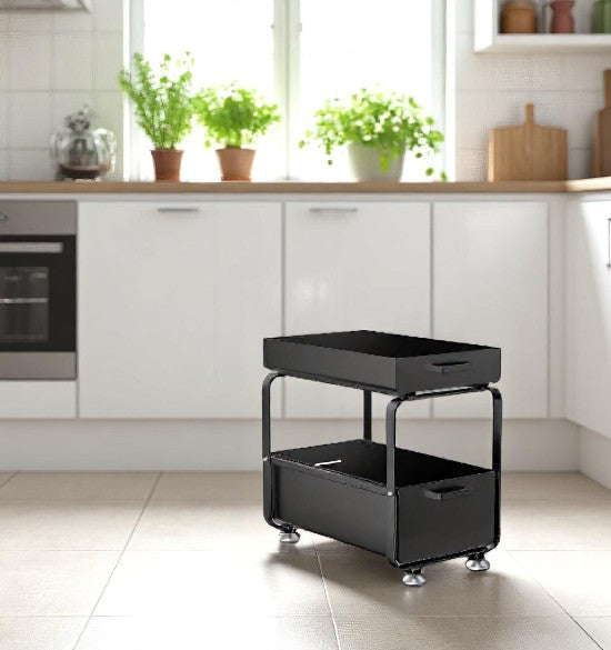 Gootsteenkast Organizer - Zwart - Roestvrijstalen Schuiflade Organizer met Antislip & Ventilatie