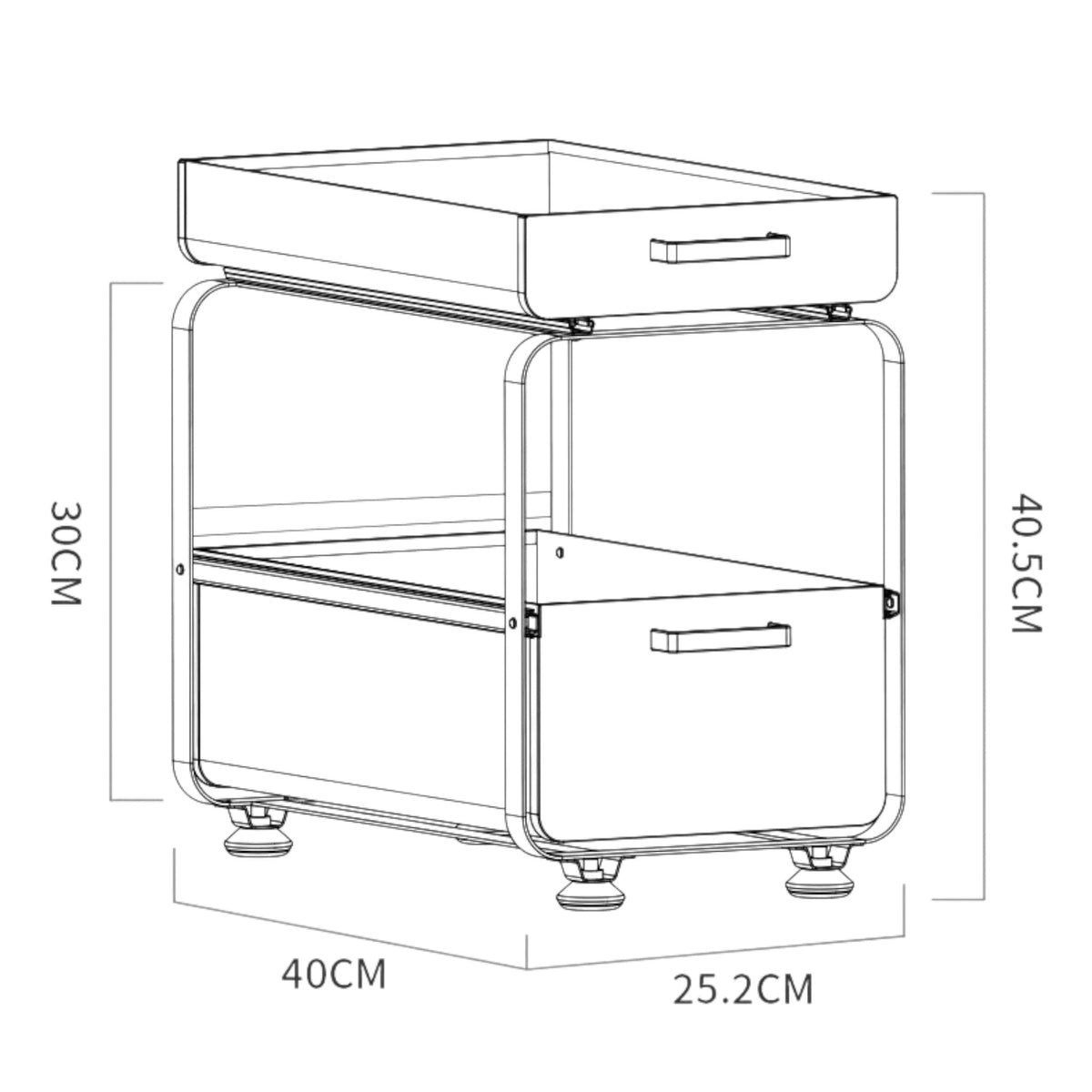 Gootsteenkast Organizer - Wit - Roestvrijstalen Schuiflade Organizer met Antislip & Ventilatie