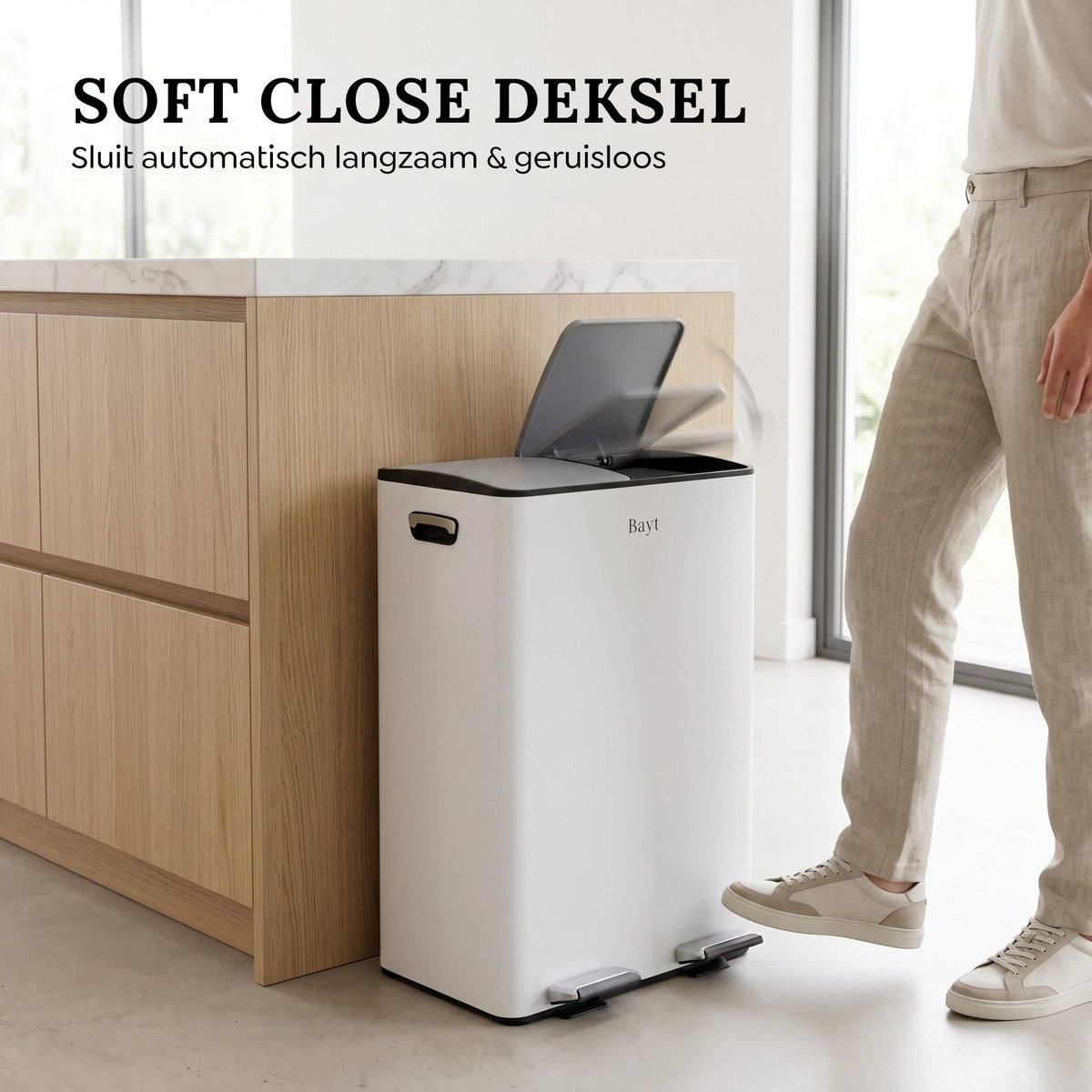 Prullenbak 60 Liter (2x30L) - Wit