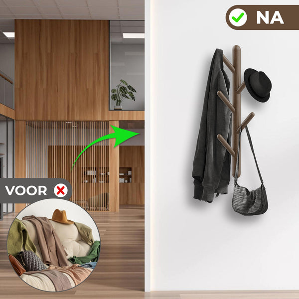 Wandkapstok 5 Haken Bruin