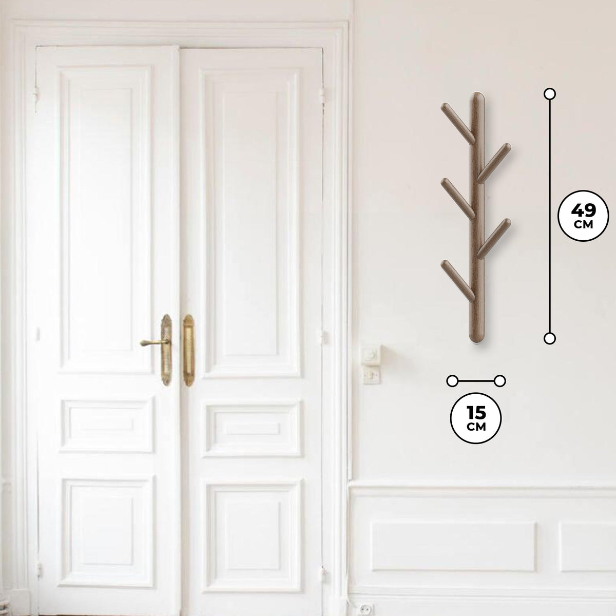 Wandkapstok 5 Haken Bruin