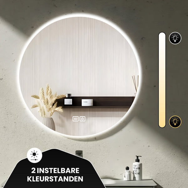 Bayt Badkamerspiegel met LED - Ø 50 CM - 2 Lichtstanden