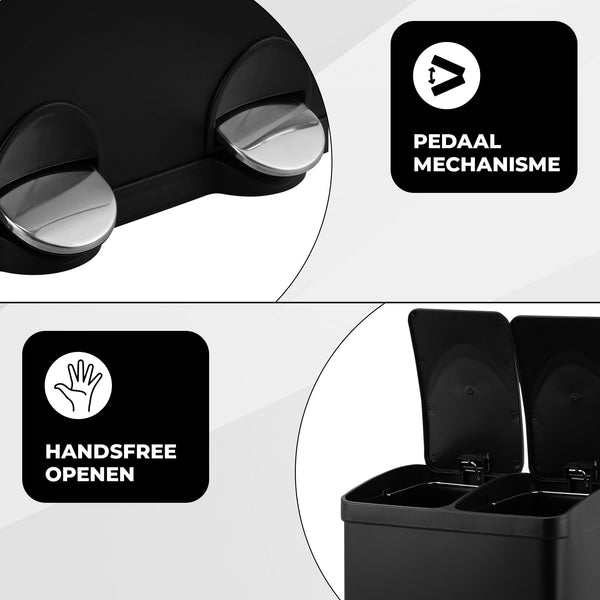 Prullenbak Met Pedaal 30L Zwart