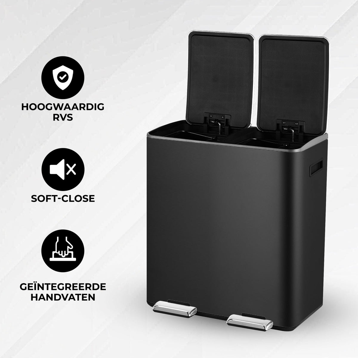 Prullenbak Met Pedaal Zwart-Zilver